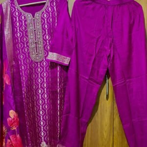 Purple Embroidered Kurta Pant Set